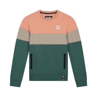 Sjoerd colourblock peach sand forest green Front